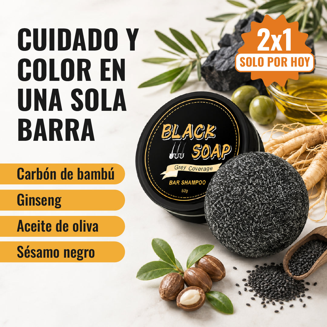 Black Soap barra de shampoo negro anti canas