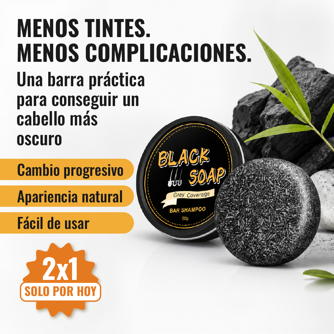 Black Soap barra de shampoo negro anti canas