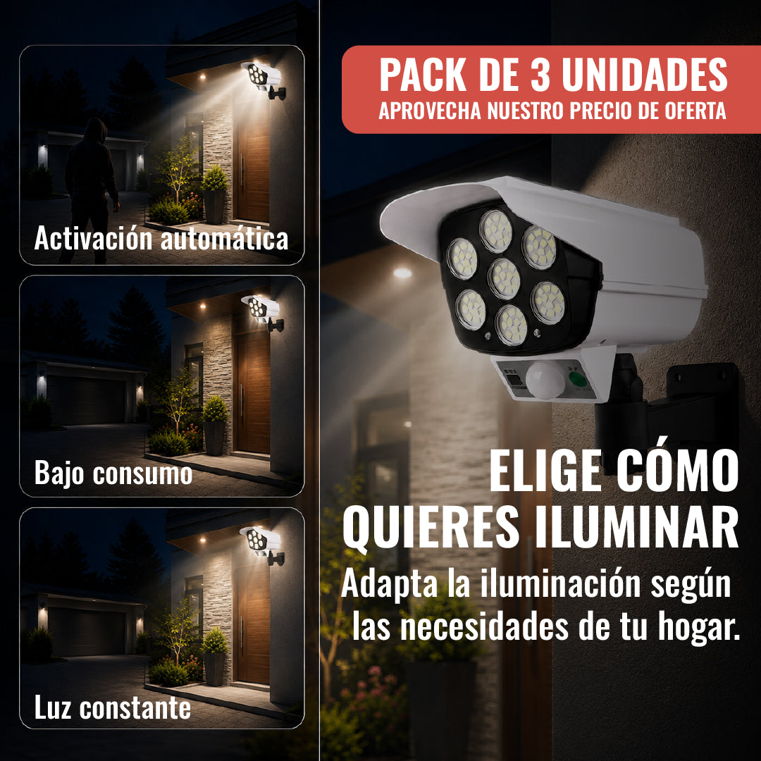 VigilCam™ - Foco Solar Tipo Cámara con Sensor de Movimiento