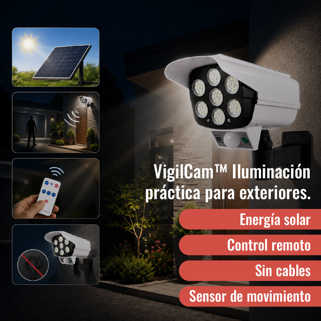 VigilCam™ - Foco Solar Tipo Cámara con Sensor de Movimiento