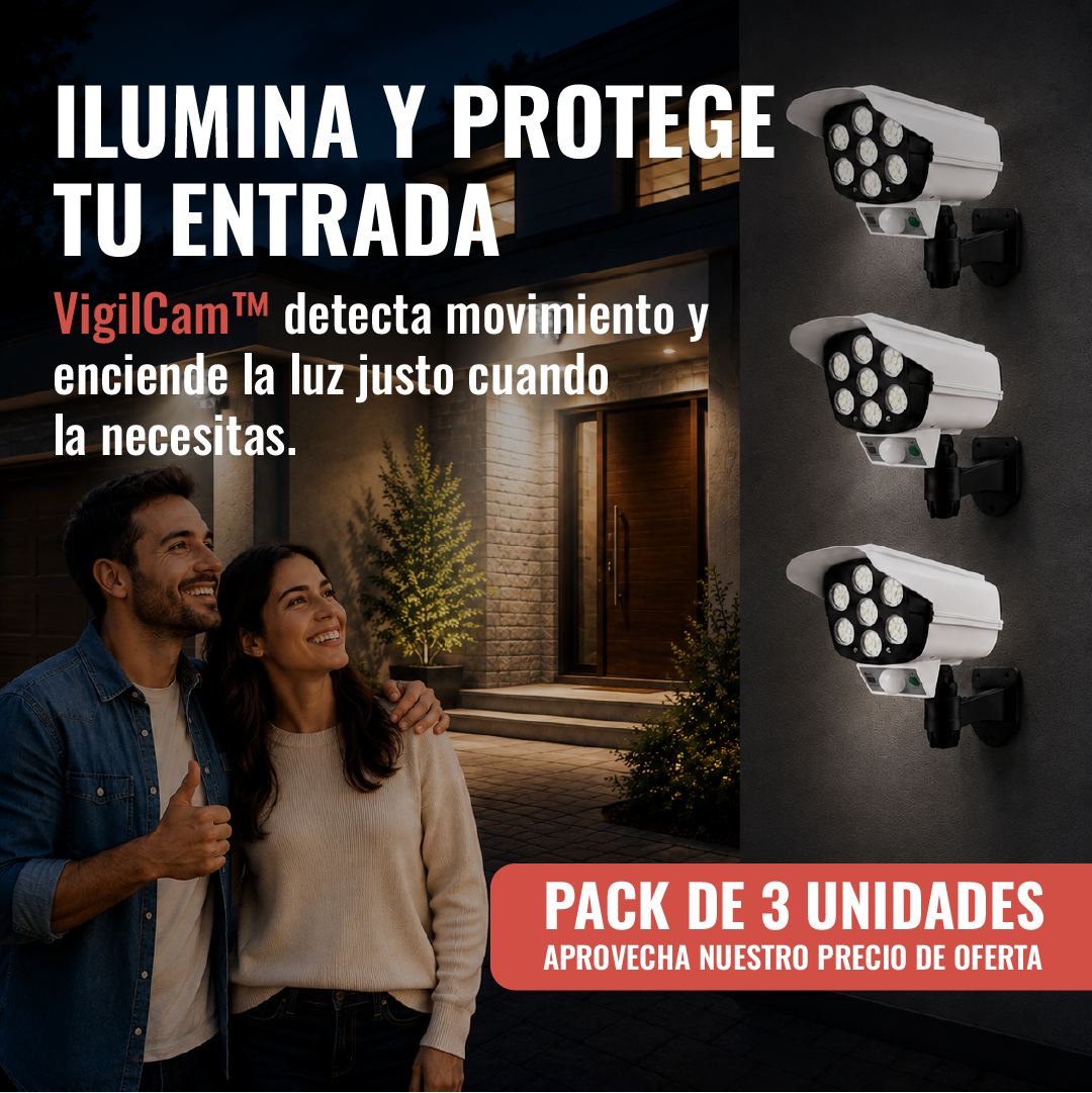 VigilCam™ - Foco Solar Tipo Cámara con Sensor de Movimiento