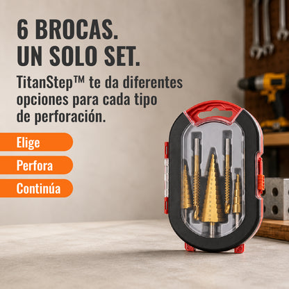 TitanStep™ - Set de Brocas Escalonadas Ultra Resistentes