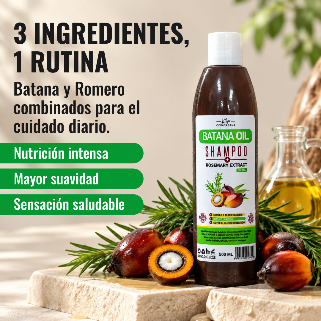 BatanaOil™ - Champú Anticaída con Aceite de Batana y Romero